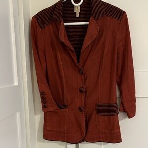 XCVI Rust Blazer with Striped Details